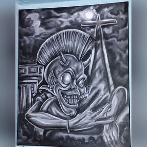 Black and white acrylic painting